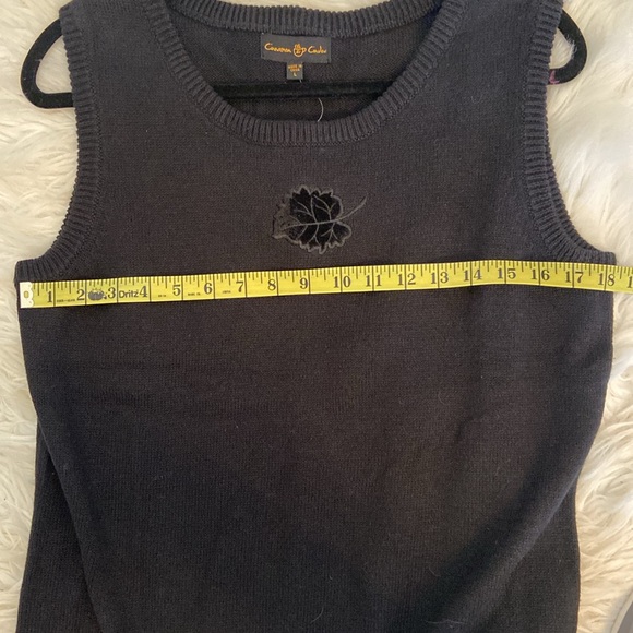 NWT Cinnamon Cinder Black Fall Leaf Sweater Vest Size Large - Picture 5 of 7